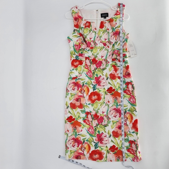 Adrianna Papell NWT Floral Sheath Dress Ruched Back Zip 10 - Picture 6 of 11